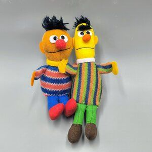Vintage 1985 Bert Ernie Stuffed Animal Plush Dolls Applause 6" Best Friends